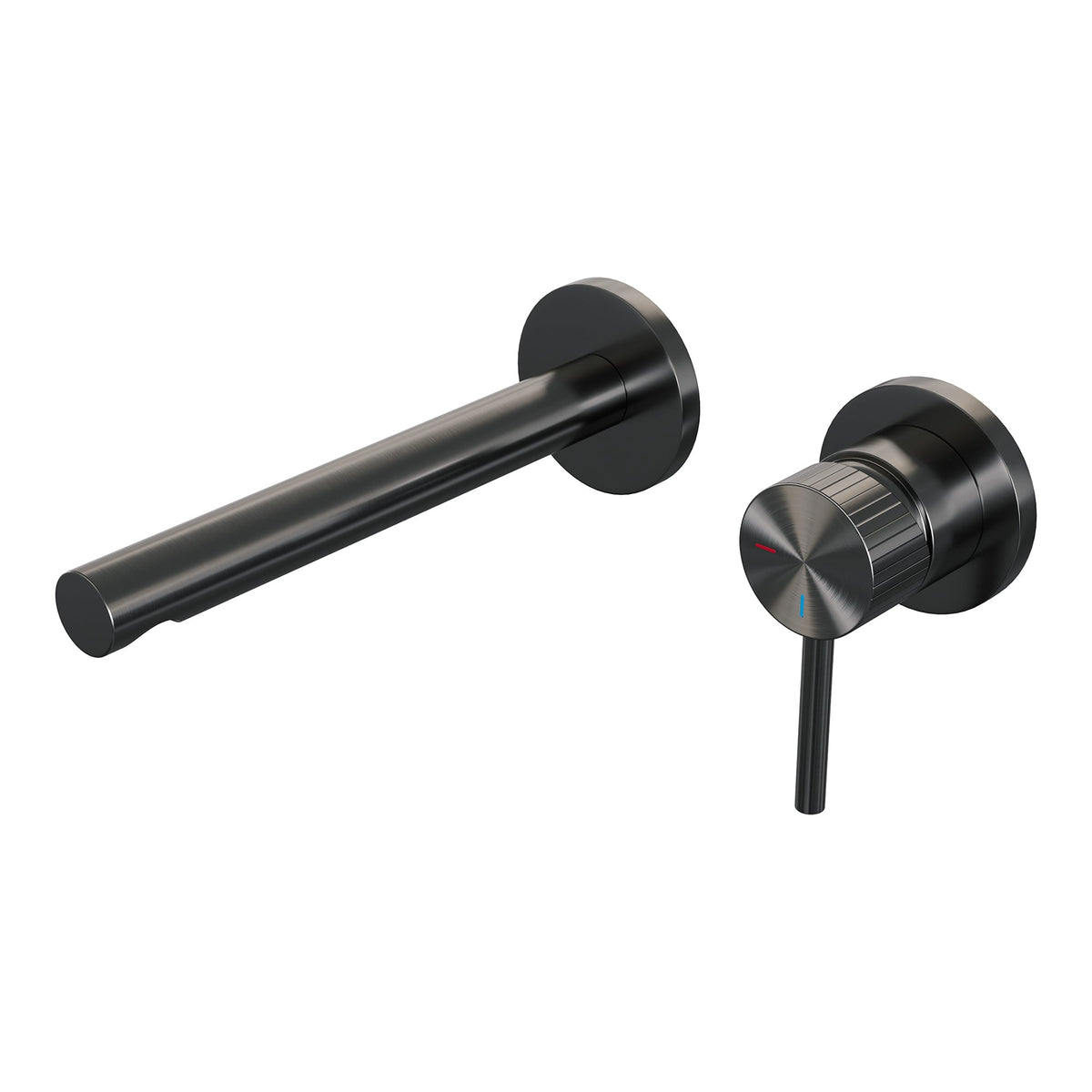 Brauer Stripe inbouw wastafelkraan - rechte uitloop - rozetten - hendel 1 rechts - Geborsteld Gunmetal PVD