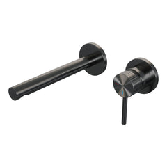 Brauer Stripe inbouw wastafelkraan - rechte uitloop - rozetten - hendel 1 rechts - Geborsteld Gunmetal PVD