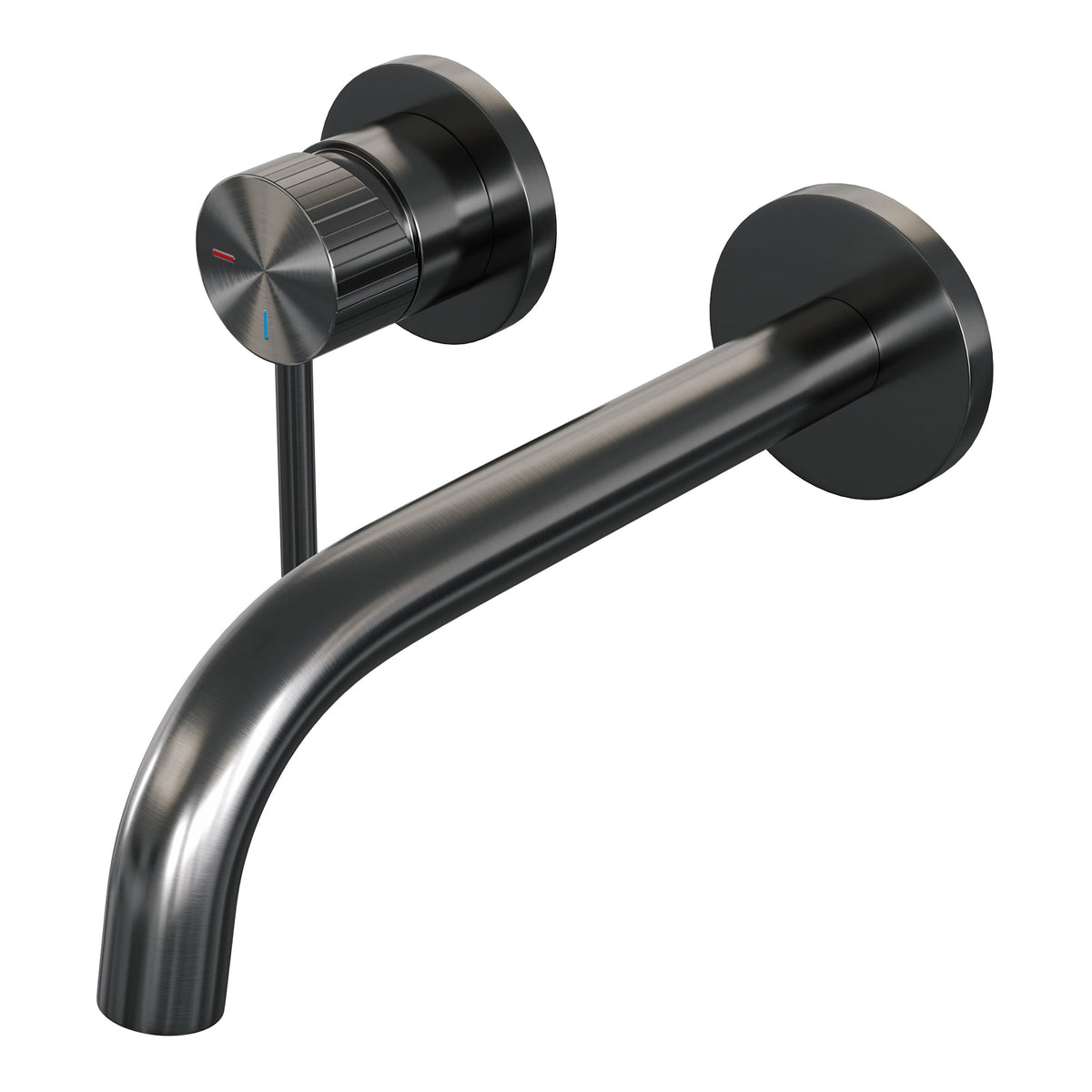 Brauer Stripe inbouw wastafelkraan - gebogen uitloop - rozetten - hendel 1 links - Geborsteld Gunmetal PVD