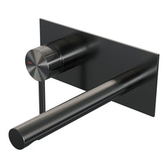 Brauer Stripe inbouw wastafelkraan - rechte uitloop - achterplaat - hendel 1 links - Geborsteld Gunmetal PVD