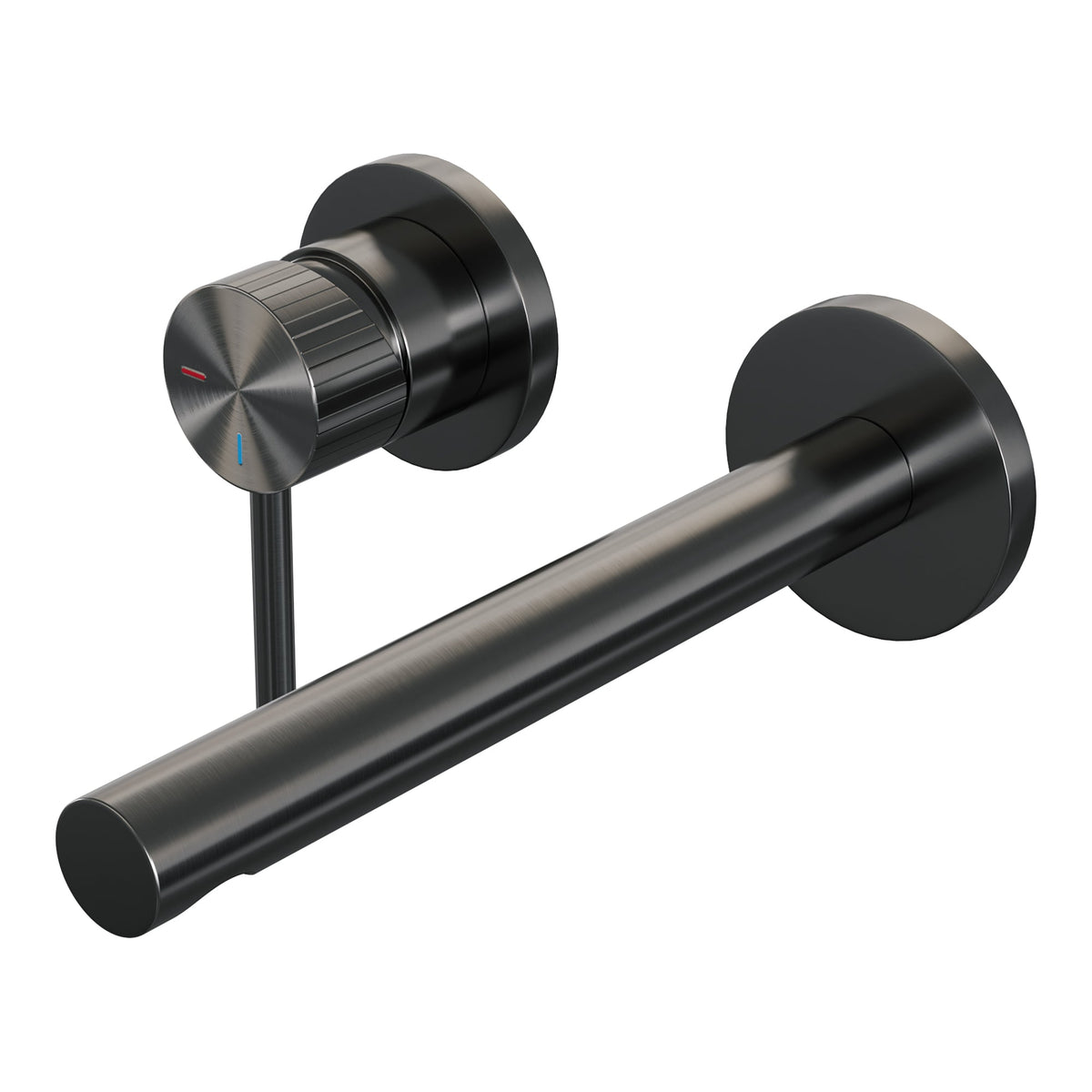 Brauer Stripe inbouw wastafelkraan - rechte uitloop - rozetten - hendel 1 links - Geborsteld Gunmetal PVD