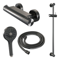 Brauer Stripe opbouw glijstangset - 3-standen handdouche - Geborsteld Gunmetal PVD