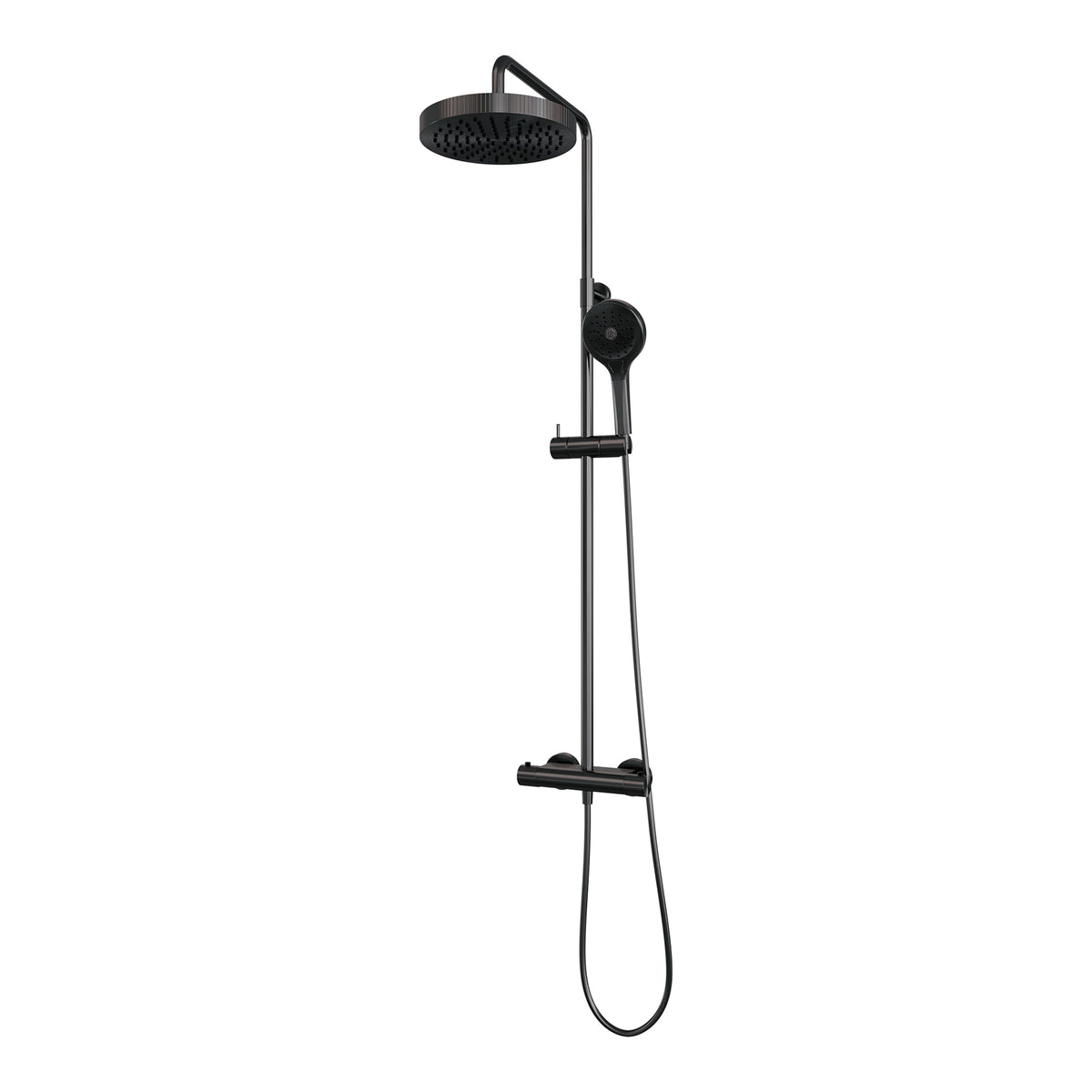 Brauer Stripe opbouw regendoucheset - 3-standen handdouche - Geborsteld Gunmetal PVD