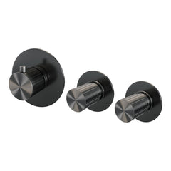 Brauer Stripe inbouwthermostaat met 2 stopkranen - Geborsteld Gunmetal PVD