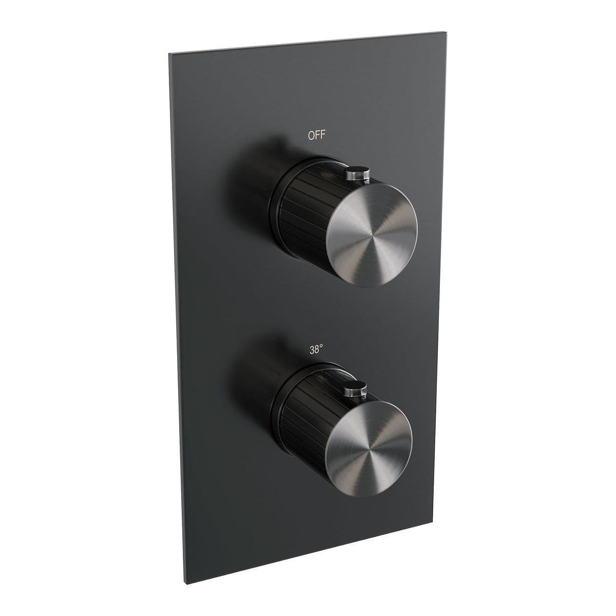 Brauer Stripe 3-weg inbouwthermostaat rechthoekig - Geborsteld Gunmetal PVD