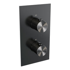 Brauer Stripe 3-weg inbouwthermostaat rechthoekig - Geborsteld Gunmetal PVD