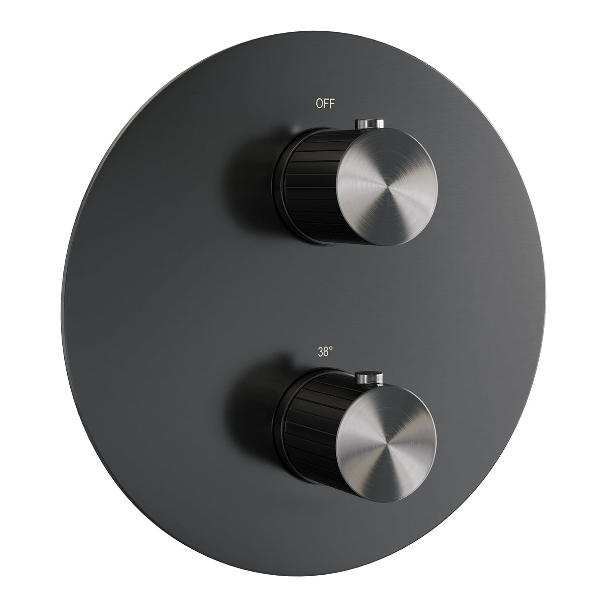 Brauer Stripe 3-weg inbouwthermostaat rond - Geborsteld Gunmetal PVD
