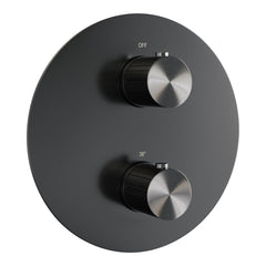 Brauer Stripe 3-weg inbouwthermostaat rond - Geborsteld Gunmetal PVD