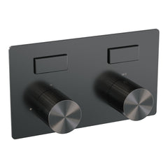 Brauer Stripe 2-weg inbouwthermostaat met drukknoppen - Geborsteld Gunmetal PVD