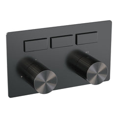Brauer Stripe 3-weg inbouwthermostaat met drukknoppen - Geborsteld Gunmetal PVD