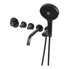 Brauer Stripe inbouw badthermostaat met uitloop - 3-standen handdouche - Geborsteld Gunmetal PVD