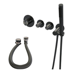 Brauer Stripe inbouw badthermostaat met badvulcombinatie - staafhanddouche - Geborsteld Gunmetal PVD