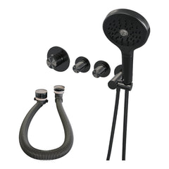Brauer Stripe inbouw badthermostaat met badvulcombinatie - 3-standen handdouche - Geborsteld Gunmetal PVD
