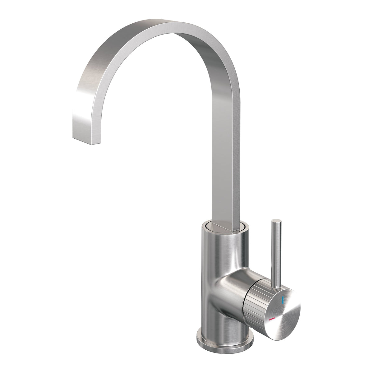 Brauer Stripe wastafelkraan hoog cascade - geborsteld RVS PVD