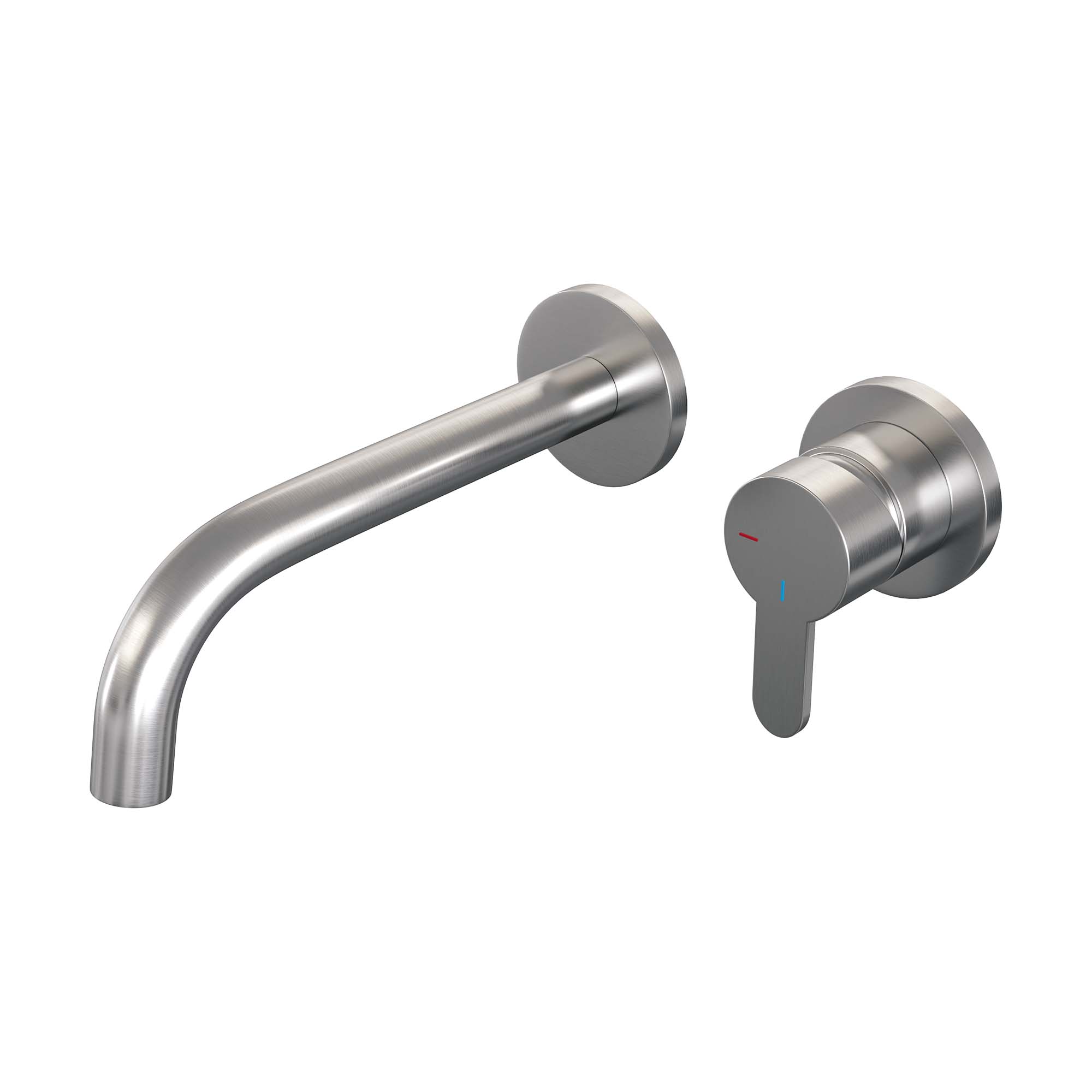 Brauer Edition inbouw wastafelkraan - gebogen uitloop - rozetten - hendel rechts - Geborsteld Goud PVD - 5-GG-004-B4-65