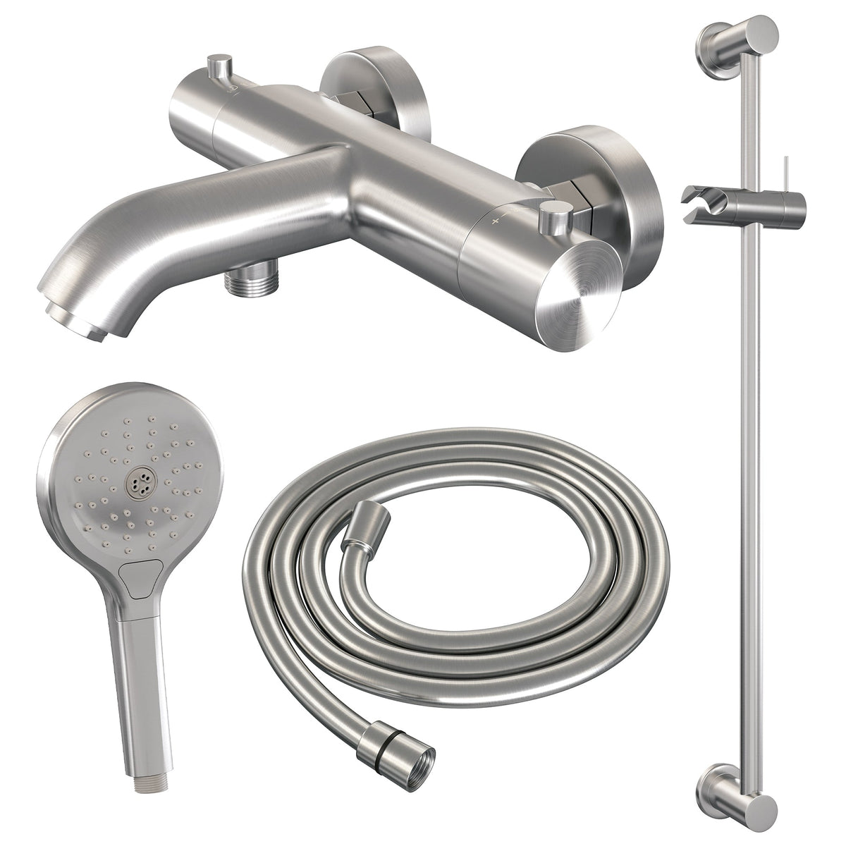 Brauer Edition badthermostaat Glijstangset - 3 standen handdouche - geborsteld RVS PVD