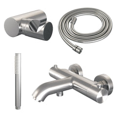 Brauer Edition badthermostaat met badset - staafhanddouche - geborsteld RVS PVD