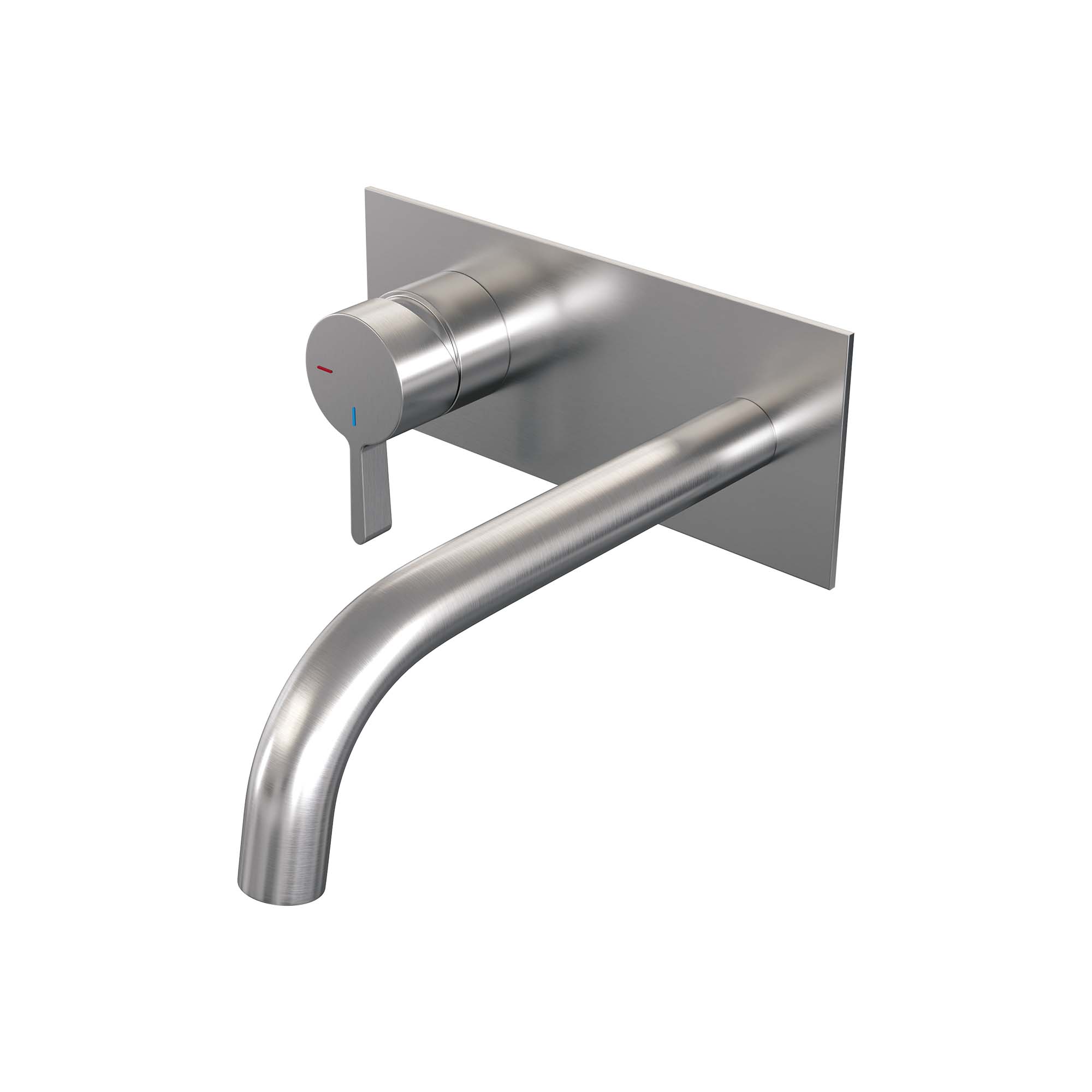 Brauer Edition inbouw wastafelkraan - gebogen uitloop - achterplaat - hendel links - Geborsteld Goud PVD - 5-GG-083-B1