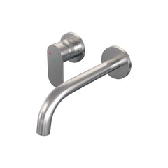 Brauer Edition inbouw wastafelkraan - gebogen uitloop - rozetten - hendel links - Geborsteld RVS PVD - 5-NG-083-B3-65