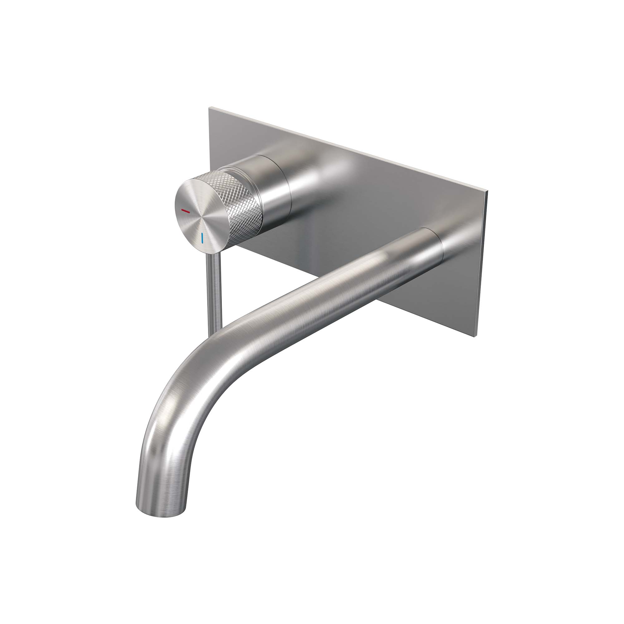 Brauer Carving inbouw wastafelkraan - gebogen uitloop - achterplaat - hendel links - Geborsteld Koper PVD - 5-GK-083-B6