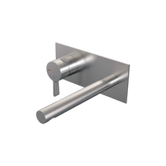 Brauer Edition inbouw wastafelkraan - rechte uitloop - achterplaat - hendel links - Geborsteld RVS PVD - 5-NG-083-S1