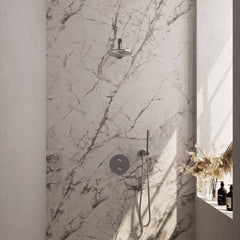 Brauer Edition inbouw regendoucheset 3-weg rond - 20cm hoofddouche - rechte wandarm - staafhanddouche - wandhouder - geborsteld RVS PVD