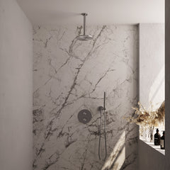 Brauer Edition inbouw regendoucheset 3-weg rond - 20cm hoofddouche - plafondarm - staafhanddouche - wandhouder - geborsteld RVS PVD