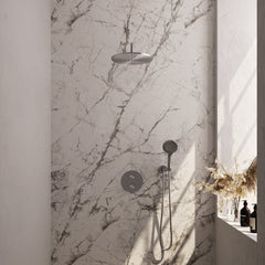 Brauer Edition inbouw regendoucheset 3-weg rond - 30cm hoofddouche - gebogen wandarm - 3 standen handdouche - wandhouder - geborsteld RVS PVD