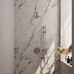 Brauer Edition inbouw regendoucheset 3-weg rond - 20cm hoofddouche - rechte wandarm - staafhanddouche - glijstang - geborsteld RVS PVD