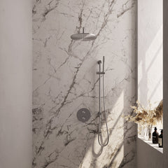 Brauer Edition inbouw regendoucheset 3-weg rond - 30cm hoofddouche - gebogen wandarm - staafhanddouche - glijstang - geborsteld RVS PVD