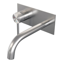 Brauer Stripe inbouw wastafelkraan - gebogen uitloop - achterplaat - hendel 1 links - geborsteld RVS PVD