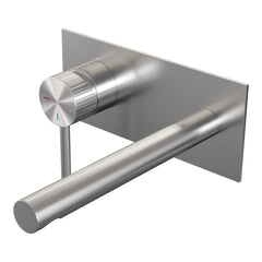 Brauer Stripe inbouw wastafelkraan - rechte uitloop - achterplaat - hendel 1 links - geborsteld RVS PVD