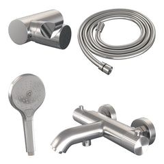 Brauer Stripe opbouw bad thermostaatkraan set - met 3-standen handdouche - geborsteld RVS PVD