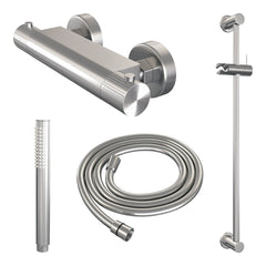 Brauer Stripe opbouw glijstangset - staafhanddouche - geborsteld RVS PVD