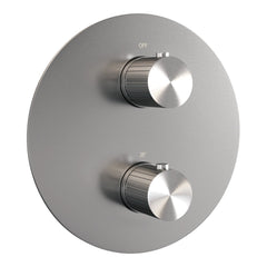 Brauer Stripe 3-weg inbouwthermostaat rond - geborsteld RVS PVD