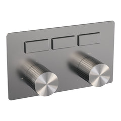Brauer Stripe 3-weg inbouwthermostaat met drukknoppen - geborsteld RVS PVD