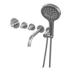Brauer Stripe inbouw badthermostaat met uitloop - 3-standen handdouche - geborsteld RVS PVD