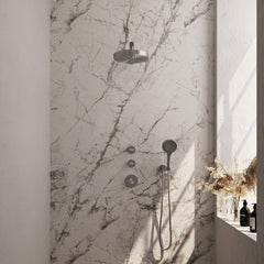 Brauer Stripe inbouw regendoucheset met 2 stopkranen - rechte wandarm - 3-standen handdouche - wandhouder - geborsteld RVS PVD