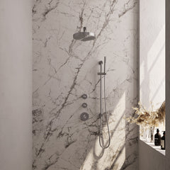 Brauer Stripe inbouw regendoucheset met 2 stopkranen - rechte wandarm - staafhanddouche - glijstang - geborsteld RVS PVD