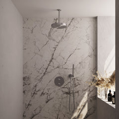 Brauer Stripe inbouw regendoucheset rond  - 20cm plafondbuis - staafhanddouche - wandhouder - geborsteld RVS PVD