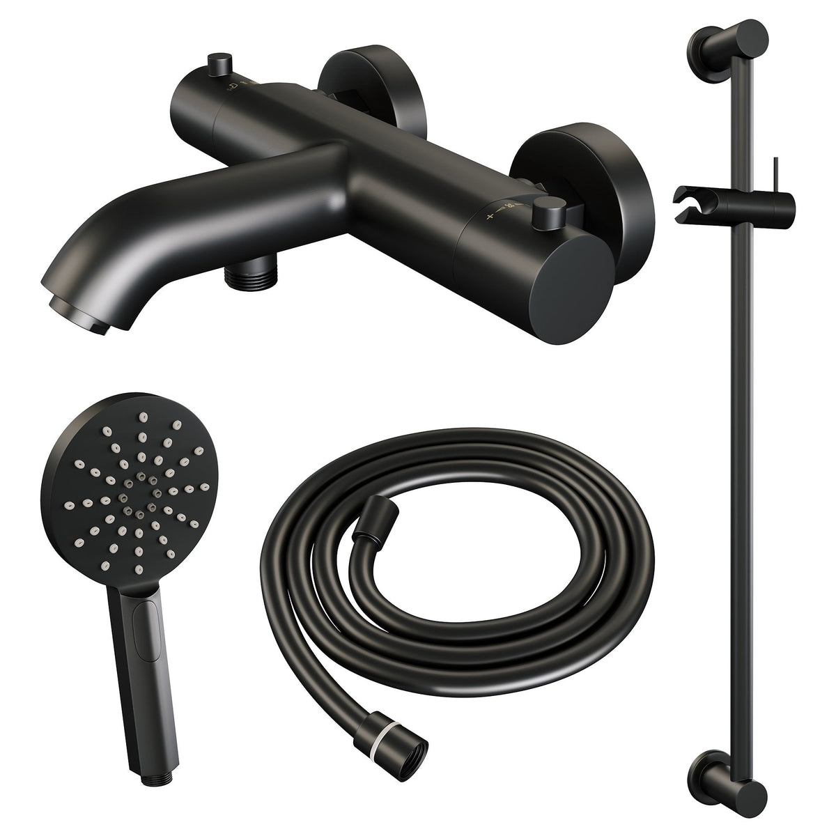Brauer Edition badthermostaat Glijstangset - 3 standen handdouche - Mat Zwart