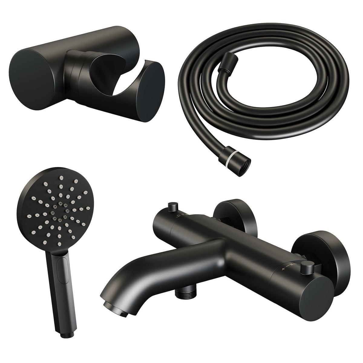 Brauer Edition badthermostaat met badset - 3 standen handdouche - Mat Zwart