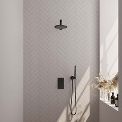 Brauer Edition inbouwset met 3-weg thermostaat - hoofddouche 20cm - rechte wandarm 40cm - staafhanddouche - wandaansluiting - Mat Zwart
