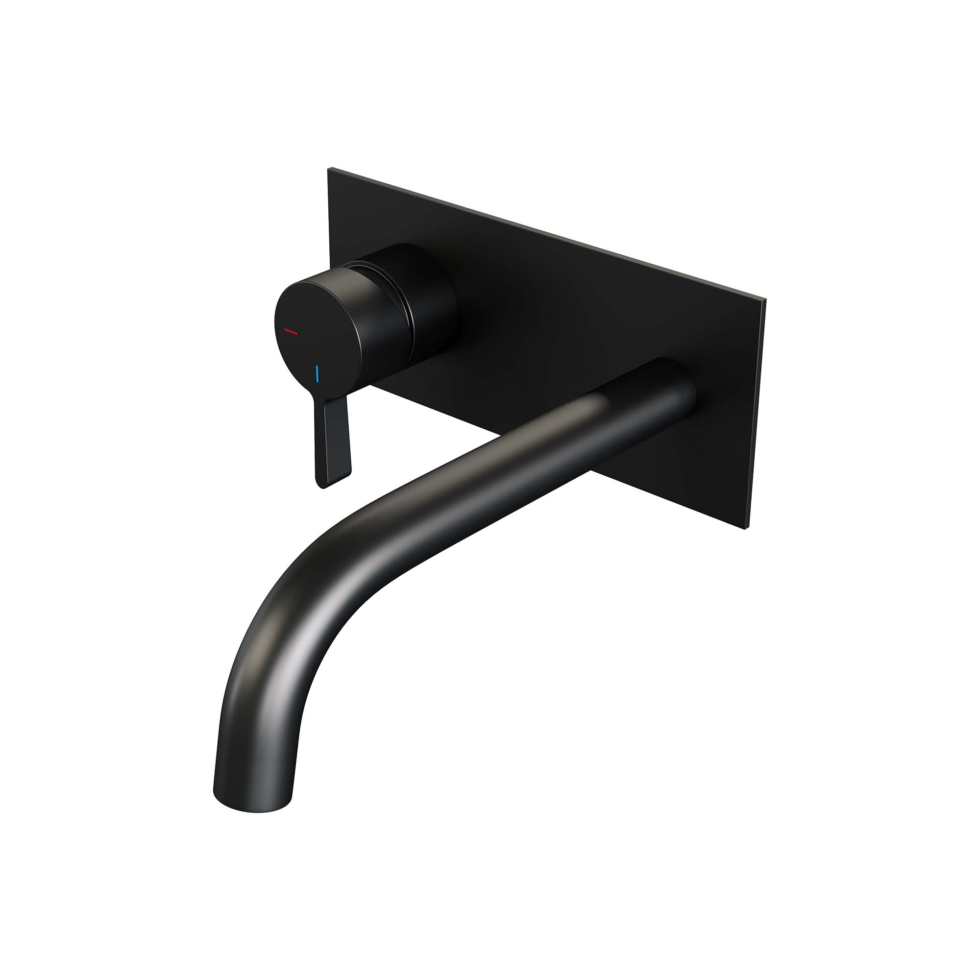 Brauer Edition inbouw wastafelkraan - gebogen uitloop - achterplaat - hendel links - Geborsteld Goud PVD - 5-GG-083-B1