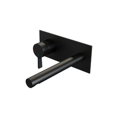 Brauer Edition inbouw wastafelkraan - rechte uitloop - achterplaat - hendel links - Mat Zwart - 5-S-083-S1