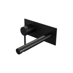 Brauer Carving inbouw wastafelkraan - rechte uitloop - achterplaat - hendel links - Mat Zwart - 5-S-083-S6