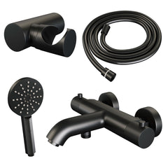 Brauer Carving badthermostaat met badset - 3 standen handdouche - Mat Zwart
