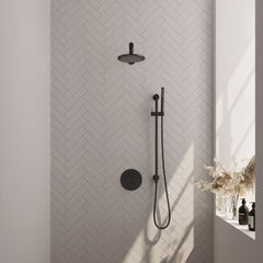 Brauer Edition inbouw regendoucheset 3-weg rond - 20cm hoofddouche - rechte wandarm - staafhanddouche - glijstang - Mat Zwart
