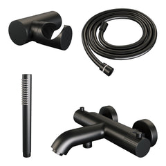 Brauer Stripe opbouw bad thermostaatkraan set - met staafhanddouche - Mat Zwart