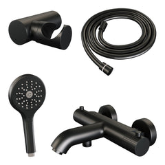 Brauer Stripe opbouw bad thermostaatkraan set - met 3-standen handdouche - Mat Zwart